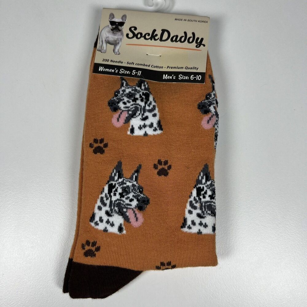 Harlequin Dane Dog Pet Lover Socks Fun Novelty Dress Casual Unisex By Sock Daddy